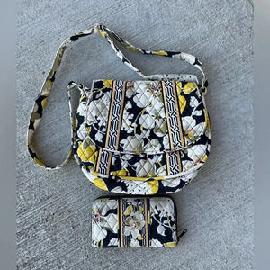 Vera Bradley Go Wild Quilted Purse Shoulder Crossbody Bag with Matching Wallet
